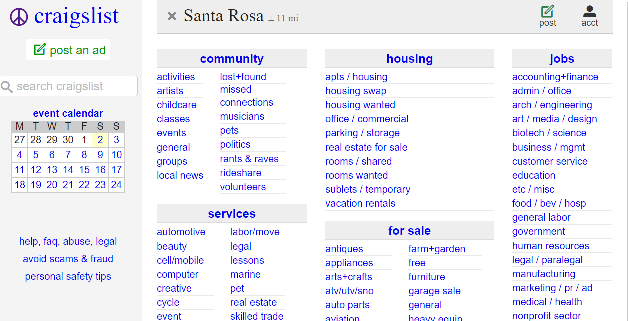 Craigslist Santa Rosa