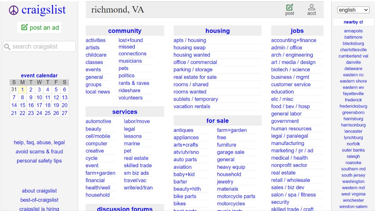 Craigslist Richmond VA